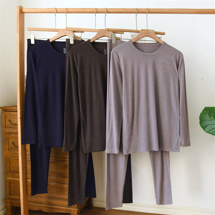 春 セットアップ 大きいサイズ 快適 男 無地 新作 長袖 保温 柔軟 メンズ ラウンドネック 2点セット 大人 パンツ インナーウェア パジャマ 部屋着 紳士 肌着 インナー 男性 抗菌 ベーシック カジュアル 上下セット プルオーバー 秋 シンプル 送料無料 ロング 冬 暖かい