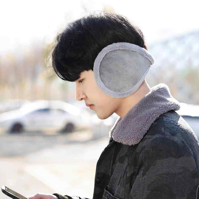 イヤーマフ メンズ 男性 バックアーム式 フェイクファー 防寒 防風 保温 サイクリング バイク 自転車 耳当て 冬用 無地 グレー ブラウン