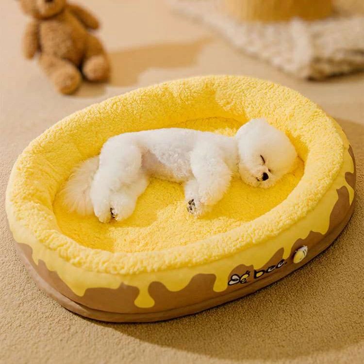 Bed - オールシーズン キャット 猫が喜ぶベッド ぐっすり眠る ふかふかベッド 猫用 中型犬 小型犬 ふわふわベッド ペット用品 クッション ペット ペットベッド ベッド 犬 ベッド 猫 イエロー