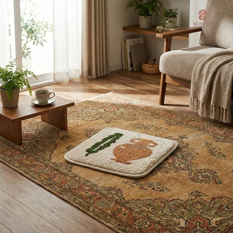 厚め 和室 こたつ ベルベット 50x50cm クッション 学生用 座布団 シンプル モダン フローリング 洋室 ポリエステル 洗える オフィス リビング [2]