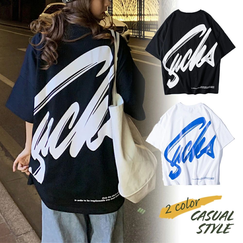 T-Shirts - 韓国ファッション プリントTシャツ ロゴTシャツ ロゴ 半袖 春夏 レディース Tシャツ