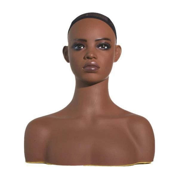 Wigs - 帽子ディスプレイスタンドホルダー 肩付きウィッグヘッド ジュエリースカーフ用 リアルな女性マネキンヘッド 多目的イヤリングホール付き