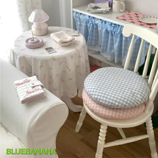 チェック柄ラウンドクッション 2Color 韓国雑貨 韓国インテリア 韓国アクセサリー