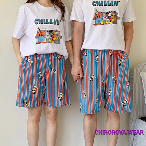 Rakuten - 【14日ほどで発送】CHILLIN’ロゴミッキーフレンズTシャツ ×ショートパンツ上下SET 【Tシャツ/ショートパンツ】ディズニー ミッキーフレンズ