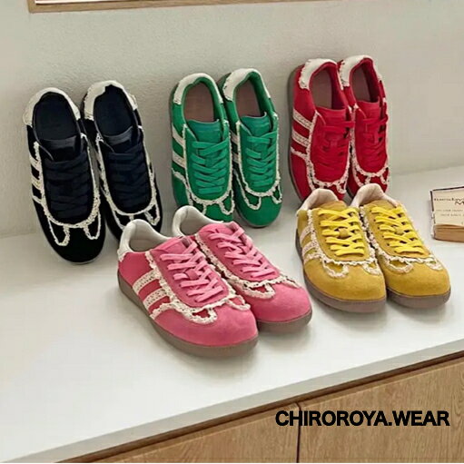 【14-20日ほどで発送】レース‪×ラインスウェードスニーカー 5color