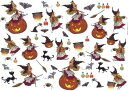 白磁用転写紙Q 9014ハロウィンウィッチ(魔女) / コミックおばけカボチャモンスターアルファベットロゴHalloween子供用食器キッズq0
