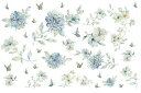 白磁用転写紙Q 9071 ウォーターカラーフラワー&バタフライ / 蝶々 チョウ butterfly 花柄 flower フラワー プレゼント ピンク 赤 レッ...