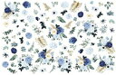白磁用転写紙Q 9074 クラシックブルーホワイトフローラル / ブルー ローズ blue rose 青 薔薇 葉っぱ フェザー 鳥の羽 花柄 flower フ...