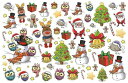 白磁用転写紙Q 9086キュートクリスマス / クリスマス Xmas プレゼント ツリー サンタクロース トナカイ 動物 雪だるま スノーマン リース ヒイラギ...