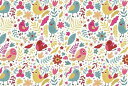白磁用転写紙Q 9078 カラフルキュートバード / 鳥 bird 花柄 flower フラワー カフェ 北欧風 プレゼント ヒヨコ ピンク 赤 レッドイラスト...