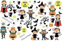 白磁用転写紙Q 9097ハロウィンチルドレン / 魔女コミックおばけカボチャモンスターアルファベットロゴHalloween子供用食器キッズq0