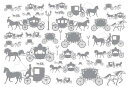 【転写紙】馬車(ペールグレー)☆A3サイズをカットしてお届けします☆