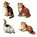 陶器用転写紙 アンティークキャッツ(大)4ピース / ネコ neko 子猫 仔猫 好き キャット キャッツ cats Kitty キティ 動物 アニマル ani...