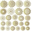 白磁用転写紙NR 13406カッティングオーナメント(ブライトゴールド)/ 金色 golden 本金 Xmas クリスマス 切り絵 花柄 フラワーモチーフ