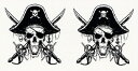 白磁用転写紙NR-p 13360ブラックパイレーツ(2ピース)/ バイキング 海賊 ドクロ スカル skull ガイコツ 柄 模様 がいこつ 骸骨 男の子 男性...