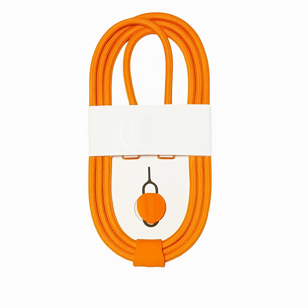 【新品・未使用】Apple MFI認証商品・60W USB-C 充電ケーブル 1m 編み込みナイロン 強化タイプ iPad / iPhone 15・16・17 対応 オレンジ色 SIMピン付き 急速充電ケーブル【送料無料・ポスト投函】