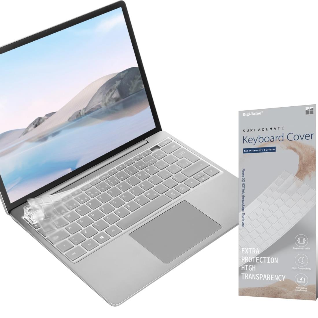 2023 Surface Laptop Go 3 / Laptop Go 2 / Laptop Go キーボードカバー (指紋認証付き電源ボタンを装備) 日本語JIS配列 マイクロソフト 12.4インチ キーボードカバー スキン 極めて薄い 0.18mm 保護カバー キースキン 高い透明感 TPU材质 防水防塵カバー Digi-Tatoo SurfaceM
