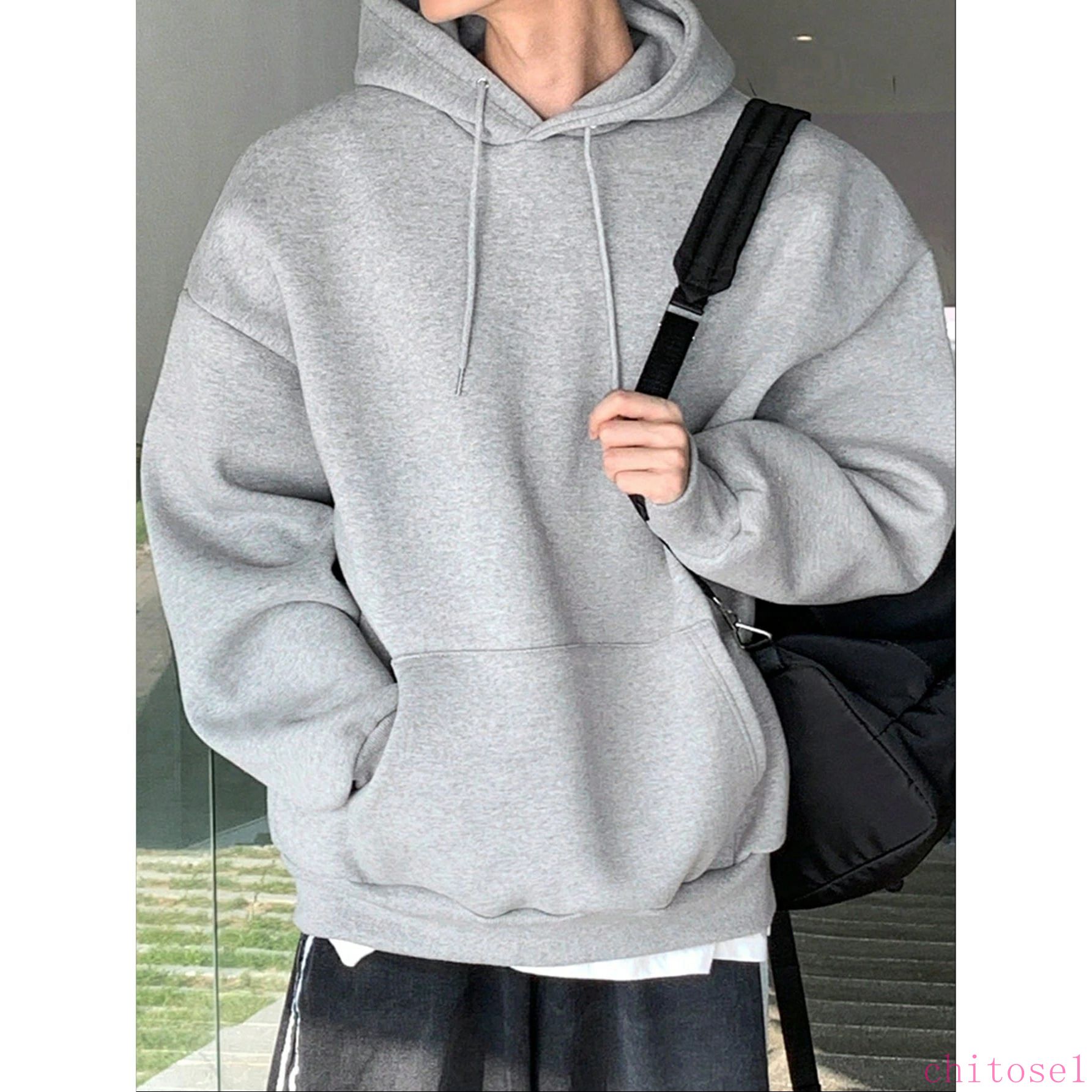 Rakuten - 期間限定5%クーポン スウェットシャツ メンズ プレーン ドローストリング フーデッド ドロップショルダー 秋服 chitose1 多機能 軽量 大容量 省スペース 家庭用 通勤通学 インテリア 収納便利 着回し 多用途 オールシーズン