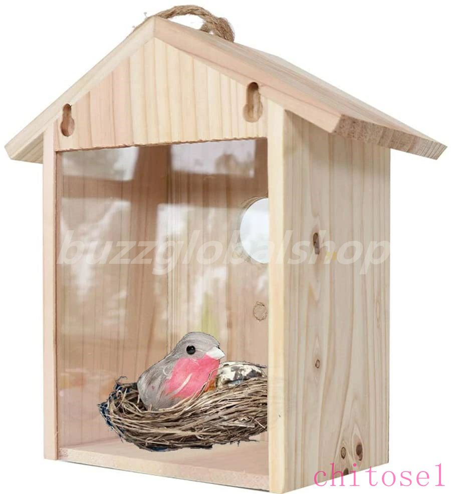 野鳥用巣箱 吸盤付き 野鳥観察 バードハウス シンプル スタンド 窓の装飾小鳥の巣箱 バードハウス お庭..