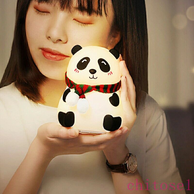 期間限定5%クーポン 子供 LED USB シリコン パンダ ナイトライトデスクライト ナイ...