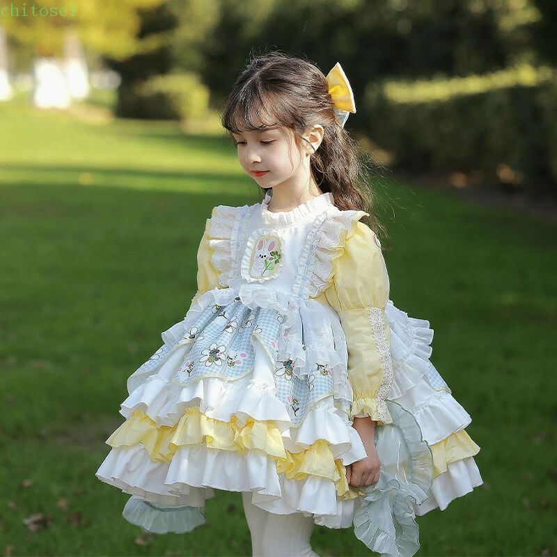 Rakuten - 期間限定5%クーポン 子供服 キッズ 子供 子どもドレス 七五三 結婚式 イエロー ロリータ ロリータ服 ドレス 長袖 ピアノ発表会 メイド服 コスチューム ベビー 洋服 コスプレ衣装 お姫様 演奏会 chitose1