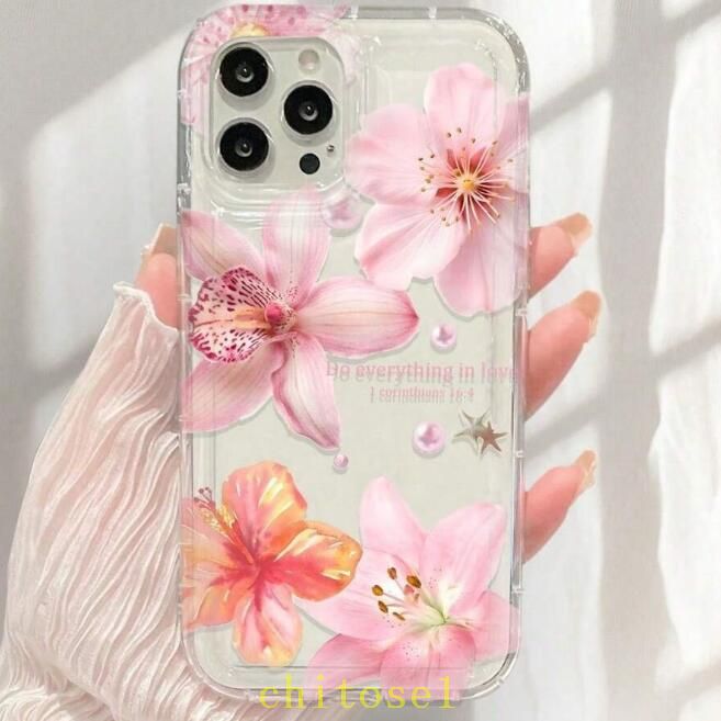 Rakuten - 期間限定5%クーポン iPhone ケース クリア カバー 百合 ユリ フラワー プリント 写真 おしゃれ かわいい 透明 黄ばみにくい スマホケース ピンク chitose1 耐衝撃 きれいめ 大人 花柄 シンプル