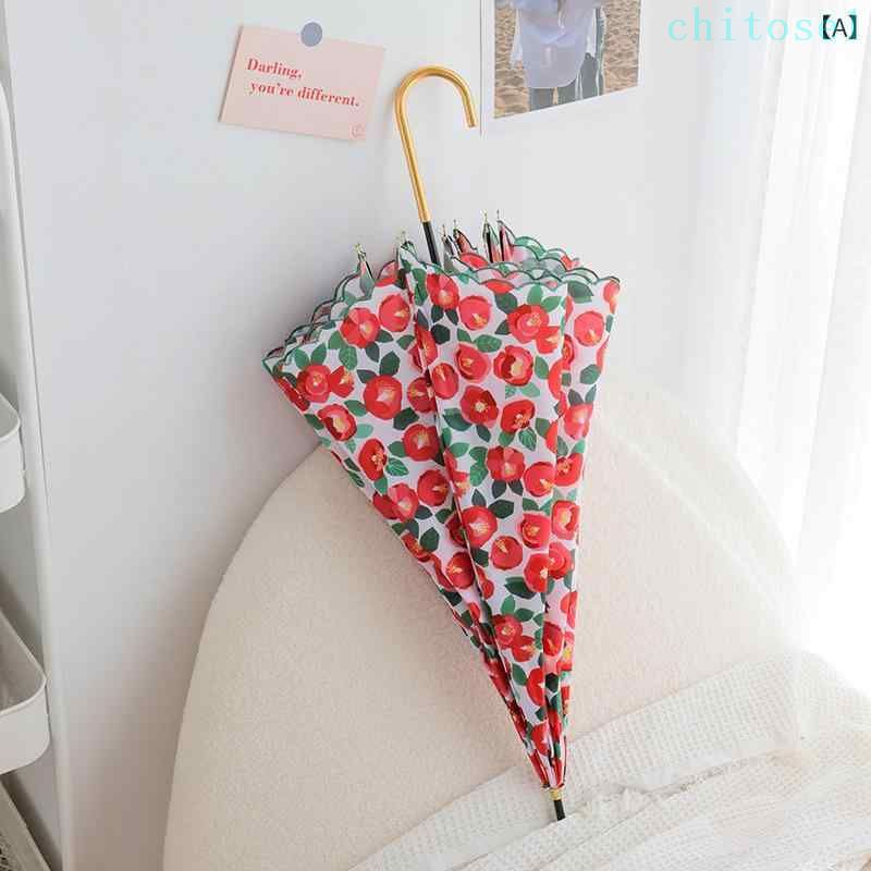 Umbrella - 期間限定5%クーポン 傘 レディース 刺繍入り 長傘 花柄 軽量 グラスファイバー 丈夫 レッド イエロー ブラック ピンク系 chitose1 多機能 大容量 省スペース 家庭用 通勤通学 インテリア 収納便利 着回し 多用途 オールシーズン