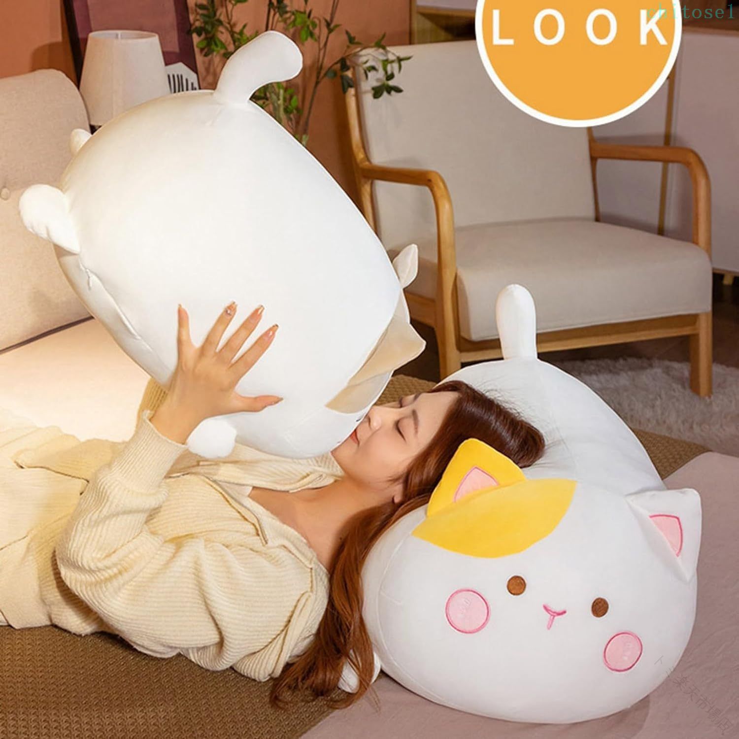 期間限定5%クーポン 抱き枕 ソファ 子供 ねこ ぬいぐるみ クッション ふわふわ もちもち もふもふ 動物 おもちゃ 癒しグッズ スーパソフト 洗える 丸っこい ねこぬいぐるみ お昼寝クッション インテリア ねむねむ 彼女 chitose1 [3]