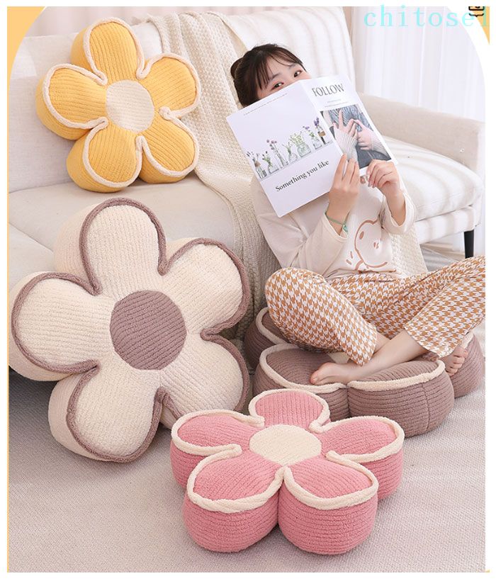期間限定5%クーポン 花柄 クッション 直径45cm 直径60cm 厚手 座布団 寝室クッション 出窓クッション 可愛い 畳 chitose1 和室 リビングルーム 寝室 車内装飾 ピンク グリーン ブルー グレー モカ [2]