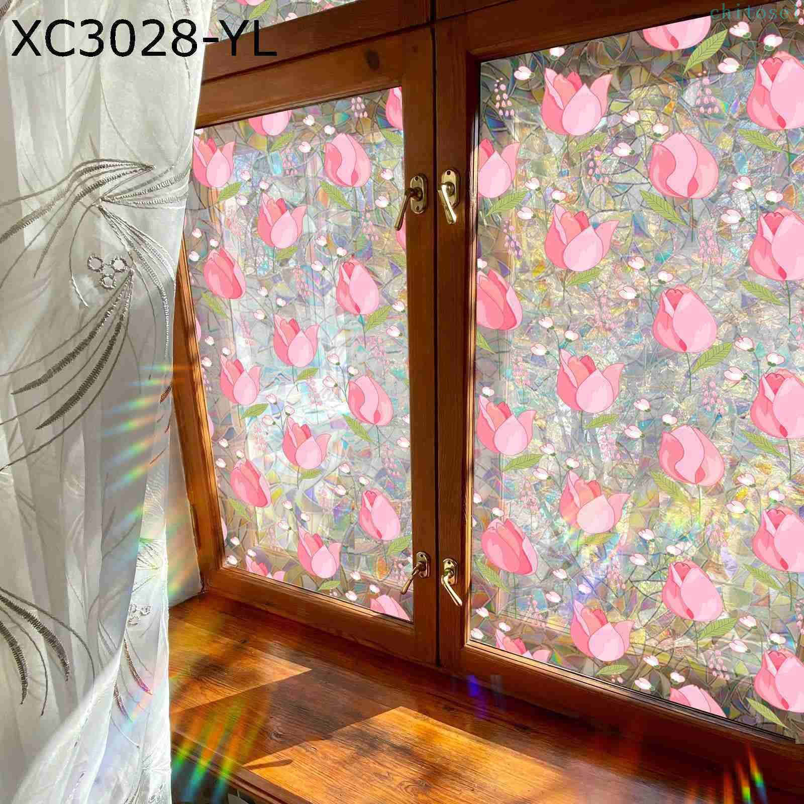 期間限定5%クーポン 目隠しシート すりガラス風 ガラスシール ピンク 窓用 花柄 uvカットフィルム 断熱 遮光 剥がせる 水で接着 貼り直しでき インテリア 飛散防止 幅40cm お風呂 リビング chitose1