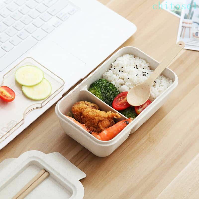 弁当箱 850ml ランチボックス お弁当箱 おべんとう箱 漏れ防止 850ml 大容量 麦わら繊維 女性 男子 カトラリー付き