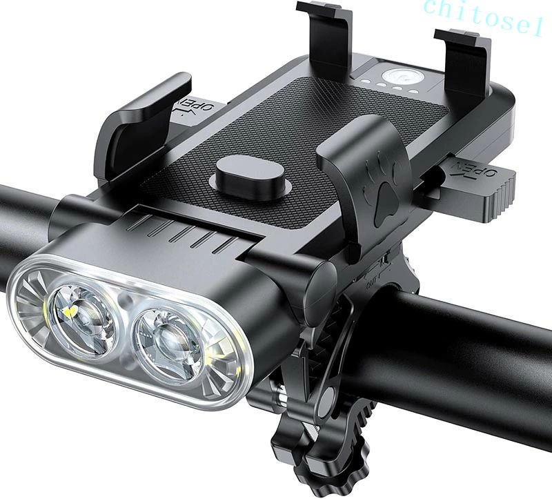 期間限定5%クーポン 自転車 ライト 充電式 ロードバイク 最強 サイクルライト スマホ 3000mAh 大容量 LEDヘッドライト 4つ調光モード 3in1多機能 高輝度 USB充電式 防振 脱落防止 chitose1