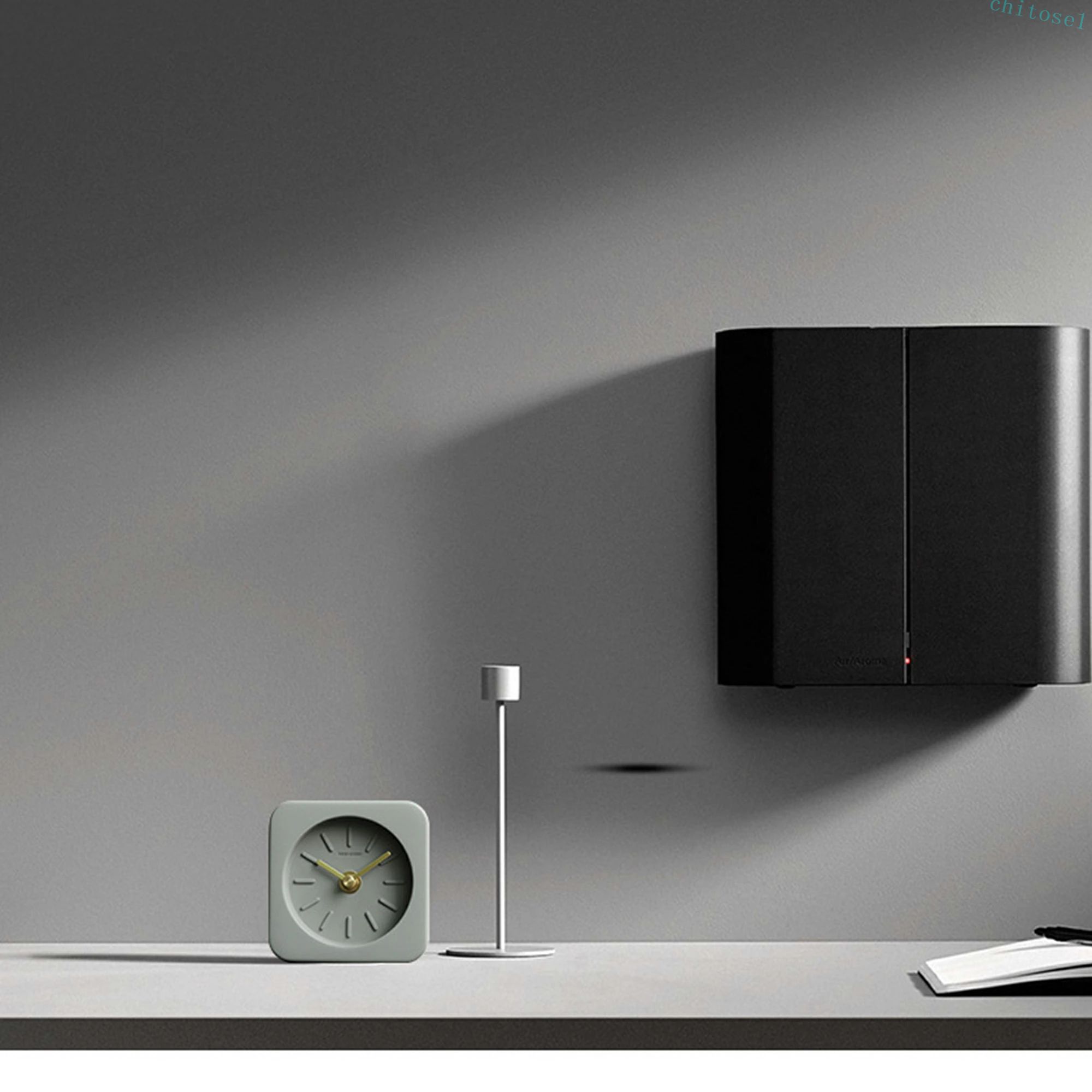 期間限定5%クーポン 時計 置き時計 置時計 10*10cm 韓国 無地 シンプル 電池式 アルカリ乾電池 単5形 コンクリート ラウンド 円形 正方形 卓上時計 玄関 リビング キッチン chitose1 多機能 軽量 大容量 省スペース [3]