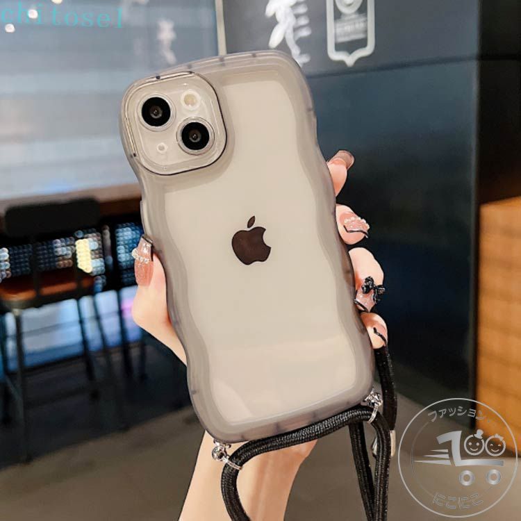 iPhone17promax iPhone17pro iPhone17air 新生活 iPhone14 14 Plus 14 Pro Max ケース クリア ケース iPhone13 12 カバー SE2 SE3 波 ショルダーケース ショルダーストラップ付き iPhone11ケース アイフォン パステルカラー