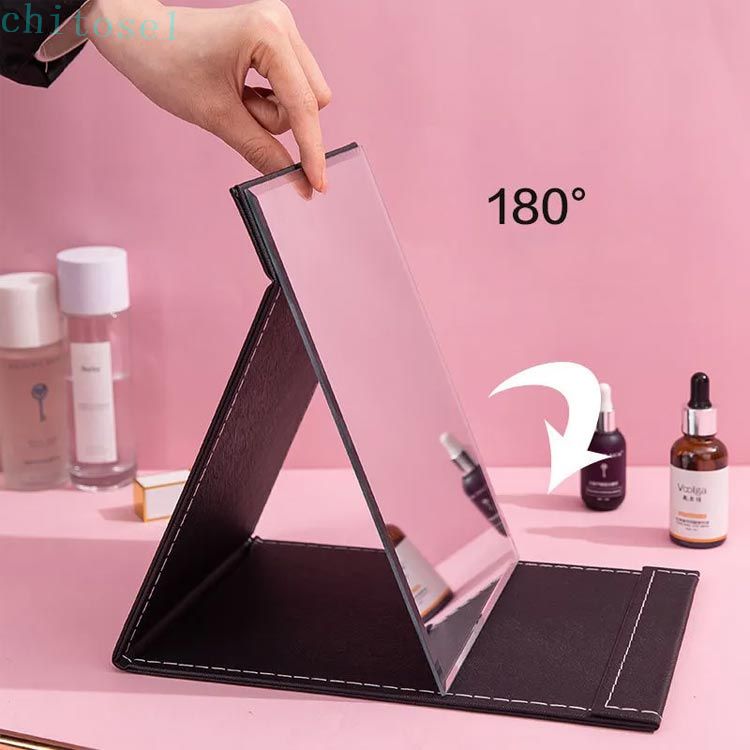 期間限定5%クーポン テーブルミラー コンパクトミラー メイクミラー コンパクト 鏡 角型 メイク 見やすい かがみ 卓上鏡 使いやすい 置き鏡 毛穴 折りたたみ 卓上 ヘアメイク 化粧 角度調整 S スタンドミラー chitose1 [2]