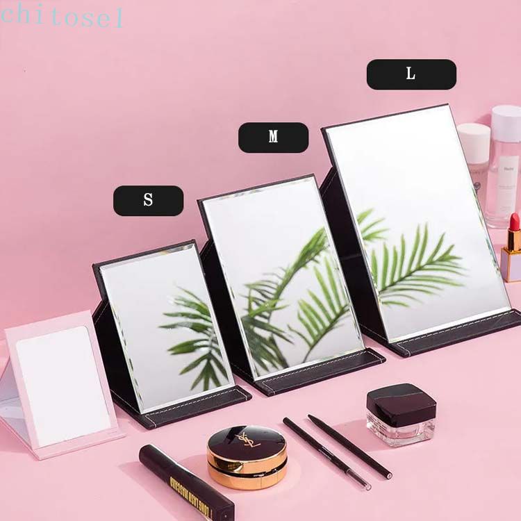 期間限定5%クーポン テーブルミラー コンパクトミラー メイクミラー コンパクト 鏡 角型 メイク 見やすい かがみ 卓上鏡 使いやすい 置き鏡 毛穴 折りたたみ 卓上 ヘアメイク 化粧 角度調整 S スタンドミラー chitose1 [3]