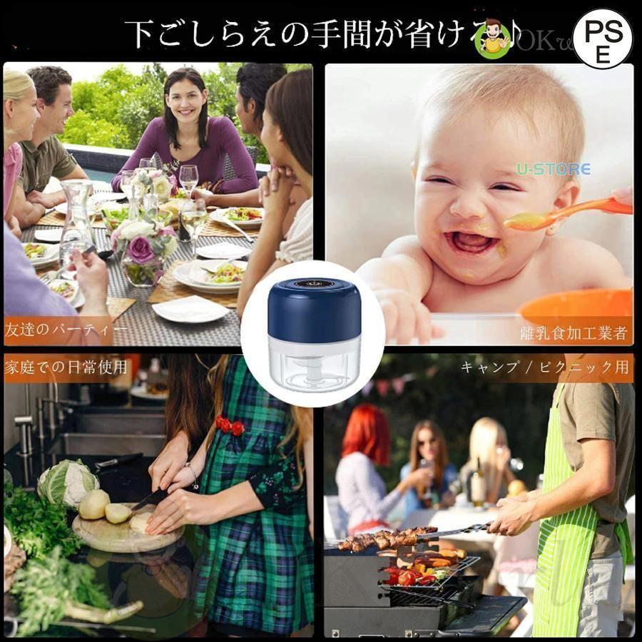 期間限定5%クーポン 電動フードプロセッサー おしゃれ ブレンダー 小型 大根おろし 離乳食 かき氷 泡立て しょうが みょうが ナッツ 薬味 軽量 調理家電