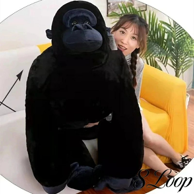 ゴリラ 生々しい ぬいぐるみ 面白い雑貨 もふもふ 特大 クッション 抱き枕 柔らかい 生き物 アニマル モノクロ 寝室 リビング インテリア もちもち ブラック 子供 キッズ 贈り物 ソファー背当て