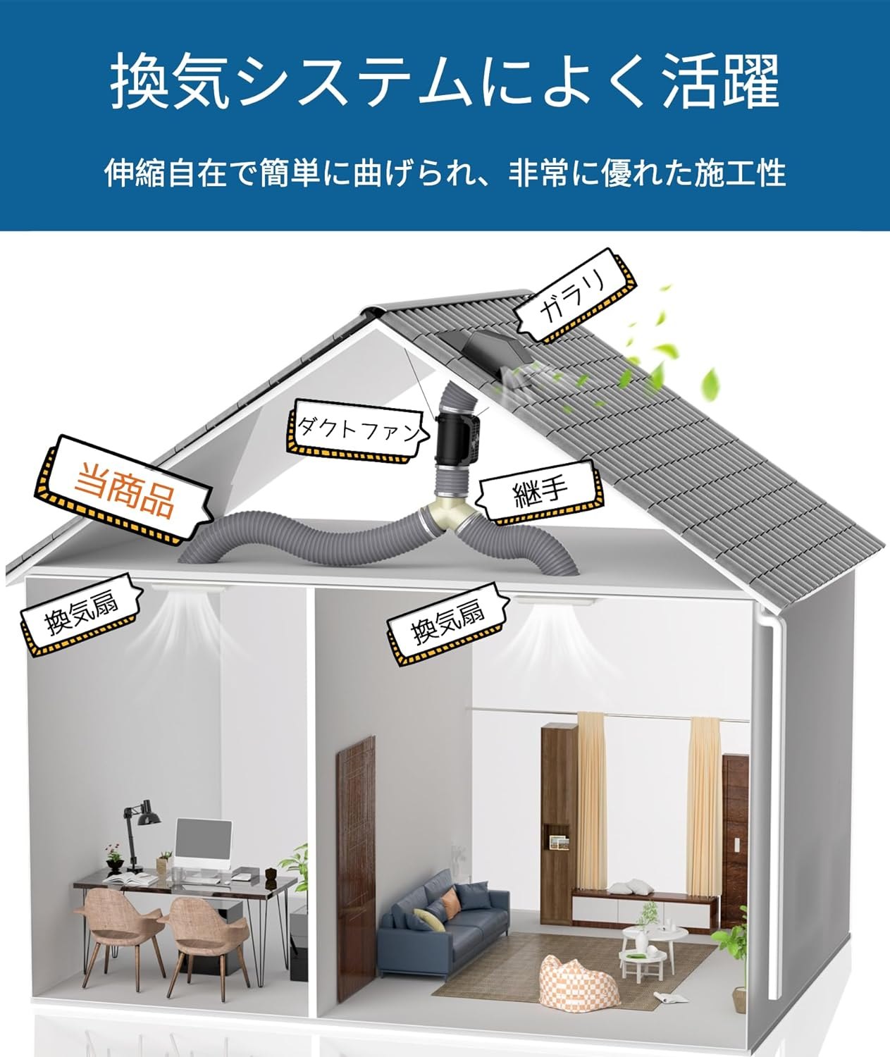 期間限定5%クーポン フレキシブルダクト 換気用 ダクトホース 蛇腹式 自由伸縮 ホ...