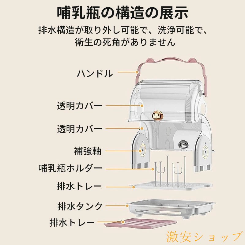 期間限定5%クーポン 哺乳瓶ラック 蓋付き ベビー 哺乳瓶 消毒 乾燥棚 chitose1 貯...