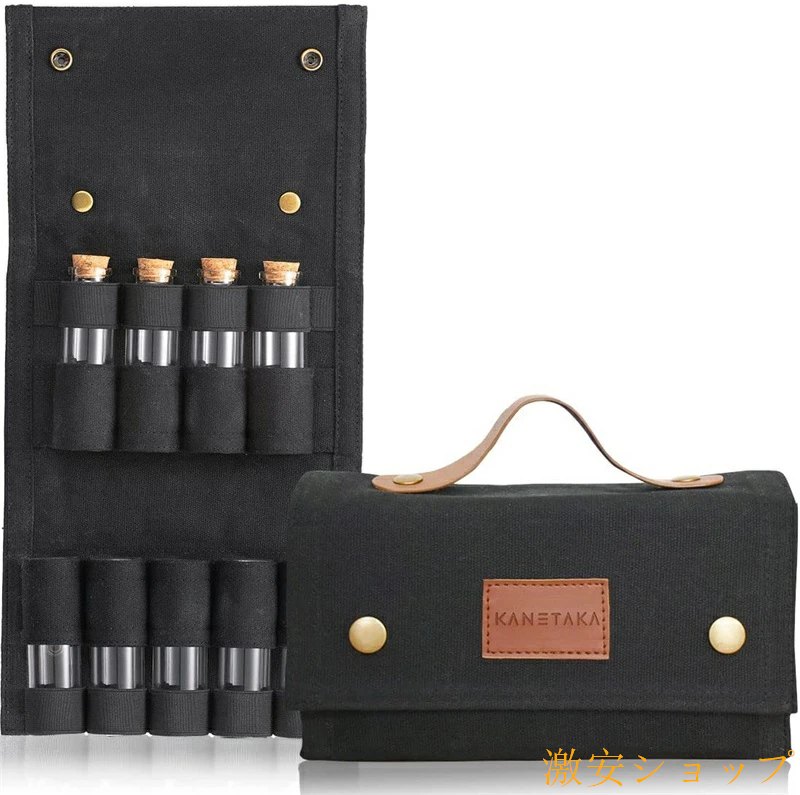 スパイスボックス キャンプ アウトドア 調味料ケース ソロ 無骨 所作 経年変化 キャンバス生地 銅ボタ..