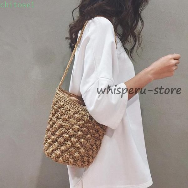 ショルダーバッグ レディース かごバッグ 籠バッグ ポシェット ショルダー付き 肩掛け ポーチ 編みバッグ お洒落 夏 カジュアルバッグ 小さめ