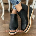 シューズ 厚底 レディース 靴 レトロ風 5色展開 株式会社錦 厚底スニーカー ウェッジソール 厚底ブーティ 合皮