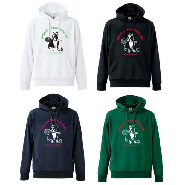 バドミントン ジャンキー クラウディオ・パンディアーニ バド犬+5 Dryスウェットプルパーカー BDJ18513 メンズ 2018AW