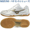 ミズノ バドミントンシューズ ウエーブファング PRO ホワイト×ゴールド 71GA210050 ユニセックス 2021AW 同梱不可 RFCL