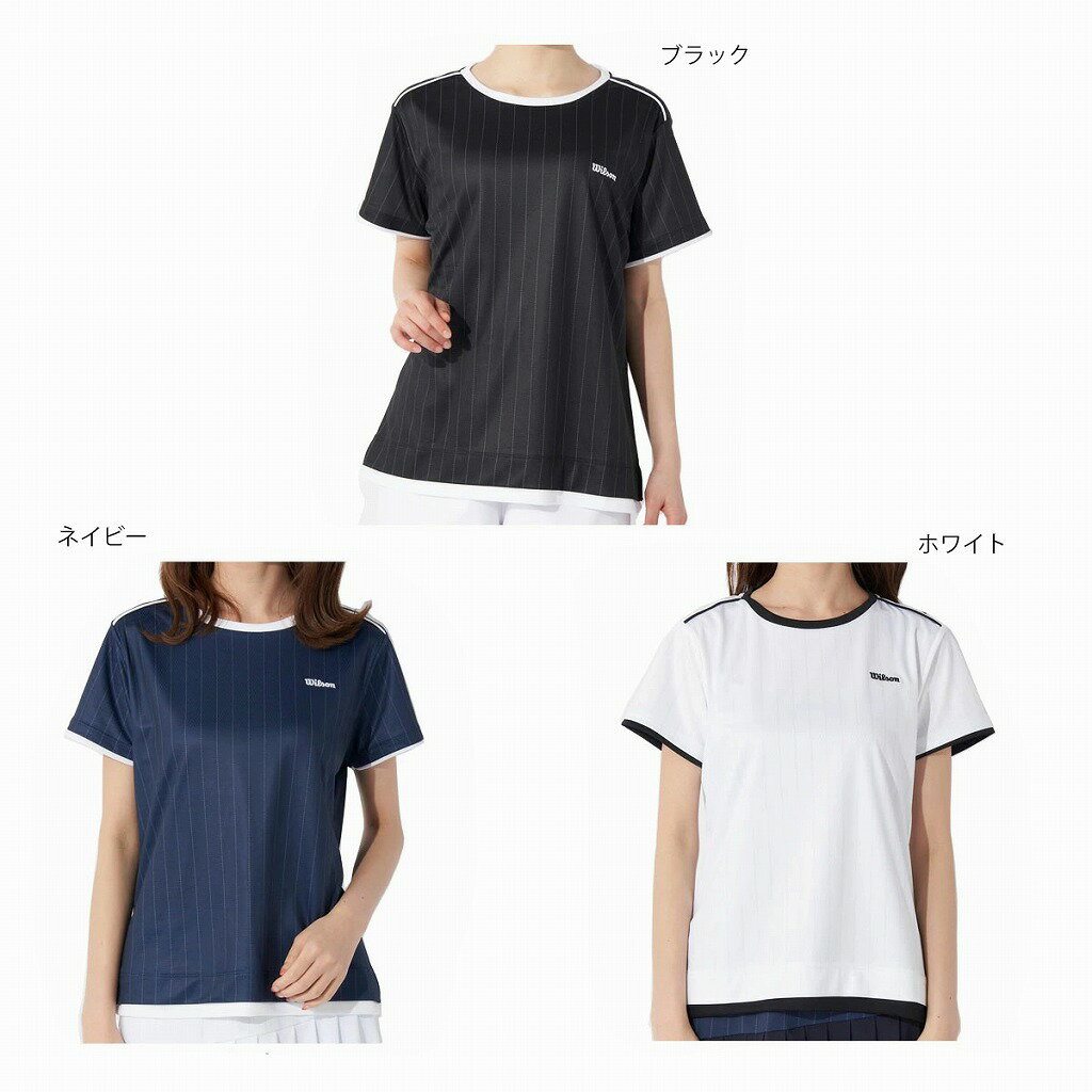 レディースウエア ウイルソン ストライプTシャツ 413262 2023SS テニス ウィメンズ　レディース ニッキー株式会社