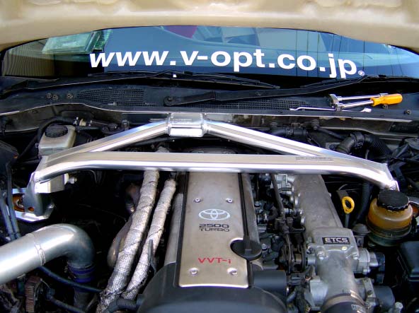 オクヤマ ストラットタワーバー II (MCS)タイプ トヨタ マークII/ チェイサー/ クレスタ JZX100 フロント アルミ OKUYAMA 642 011 0