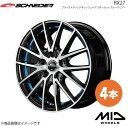 SCHNEIDER/RX27 ステラ/ステラカスタム LA100F/LA110F アルミホイール 4本セット【15×4.5J 4-100 INSET45 ブラックメタリックポリッシュ+UCBLUE】(2)