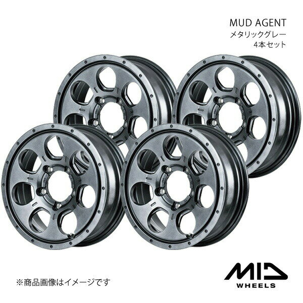MID WHEELS/MUD AGENT ジムニー 23系 アルミホイール4本セット【16×5.5J 5-139.7 INSET22 メタリックグレー】
