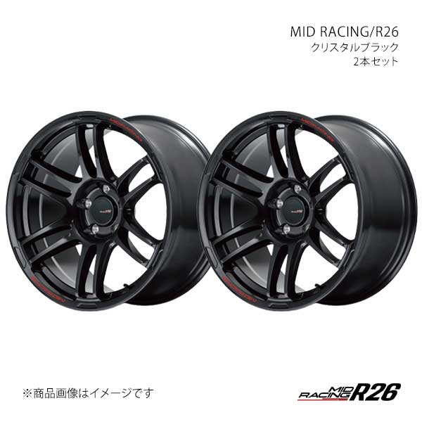 MID RACING/R26 レガシィツーリングワゴン BRM/BRG アルミホイール2本セット【17×7.0J 5-100 INSET48 CBK】X195770533480300×2